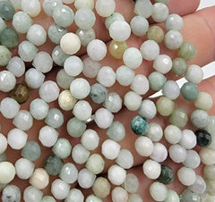 Natural Jade Burma Faceted Round Beads PRP649