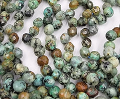 African Turquoise Faceted Gemstone Round Beads PRP652
