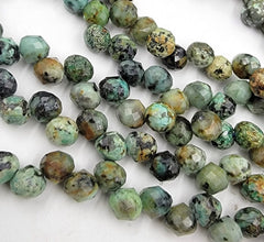 African Turquoise Faceted Gemstone Round Beads PRP652