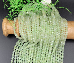 AAA Micro Faceted Natural Green Prehnite Round Beads, PRP660