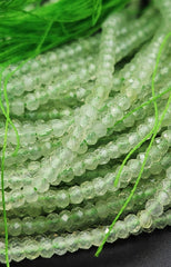 Green Prehnite Crystal Gemstone Bead for Bracelet 3x2mm, Genuine Prehnite Gemstone, Promote love, Self-Love Gift for Men & Women PRP661#01