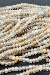 Natural Mystic Moonstone 3x2mm Faceted Round Beads Micro Faceted Laser Cut Diamond Cut Gemstone 15.5″ Strand, PRP661#06