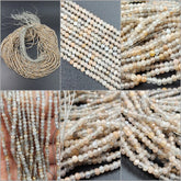 Natural Mystic Moonstone 3x2mm Faceted Round Beads Micro Faceted Laser Cut Diamond Cut Gemstone 15.5″ Strand, PRP661#06