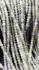 AAA Natural Blue Labradorite 3x2mm Faceted Round Beads Nothing But Fire Best Quality 15.5″ Strand PRP661#07