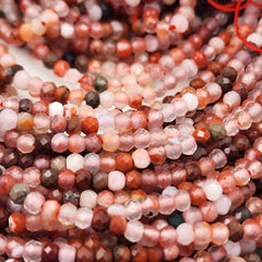 Natural Fire Agate AAA High Quality Faceted Round 3x2mm Loose Gemstone Beads, Grade AAA Genuine Natural Agate Gemstone, PRP661#08