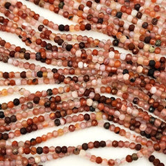 Natural Fire Agate AAA High Quality Faceted Round 3x2mm Loose Gemstone Beads, Grade AAA Genuine Natural Agate Gemstone, PRP661#08