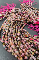 AAA Micro Faceted Natural Pink Tourmaline Faceted 2.5x2mm Round Beads Diamond Cut Gemstone 15.5″ Strand, PRP661#10