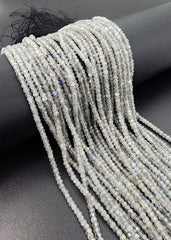 Natural Gray Labradorite Beads 3x2mm Blue Flash Faceted Round Loose Gemstone for DIY Jewelry Making & Design 15.5″ Full Strand, PRP661#11
