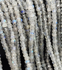 Natural Gray Labradorite Beads 3x2mm Blue Flash Faceted Round Loose Gemstone for DIY Jewelry Making & Design 15.5″ Full Strand, PRP661#11