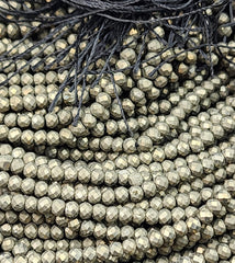 Faceted Pyrite Gemstone Beads, Titanium Pyrite Grade AAA High Quality Gemstone Beads, Faceted Round Beads 15.5″ Strand 3x2mm, PRP661#12