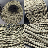 Faceted Pyrite Gemstone Beads, Titanium Pyrite Grade AAA High Quality Gemstone Beads, Faceted Round Beads 15.5″ Strand 3x2mm, PRP661#12