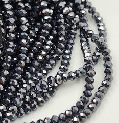 Natural TeraHertz Faceted Round Healing & Energy Gemstone Loose Beads for Bracelet Necklace DIY Jewelry Making Design 3x2mm, PRP661#13