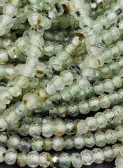 Faceted Green Prehnite Gemstone Bead for Bracelet 3x2mm, Genuine Prehnite Gemstone, Promote love, Self-Love Gift for Men & Women PRP661#17