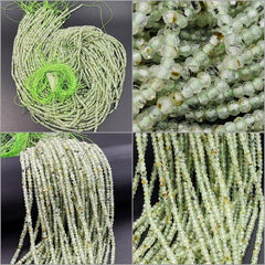 Faceted Green Prehnite Gemstone Bead for Bracelet 3x2mm, Genuine Prehnite Gemstone, Promote love, Self-Love Gift for Men & Women PRP661#17