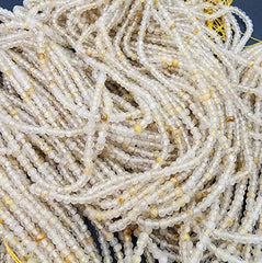 Natural Golden Rutile Quartz 3x2mm Round Gold Yellow Rutilated Quartz Beads Faceted Quartz Gemstone bead 15.5″ Strand, PRP661#18