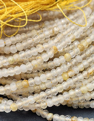 Natural Golden Rutile Quartz 3x2mm Round Gold Yellow Rutilated Quartz Beads Faceted Quartz Gemstone bead 15.5″ Strand, PRP661#18