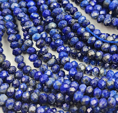 Great Quality Natural Faceted Lapis Lazuli Gemstone Beads, Beautiful Blue Color Rondelle beads, Full Strand 15.5″, 3x2mm PRP661#21