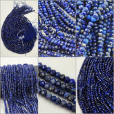 Great Quality Natural Faceted Lapis Lazuli Gemstone Beads, Beautiful Blue Color Rondelle beads, Full Strand 15.5″, 3x2mm PRP661#21