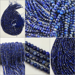 Great Quality Natural Faceted Lapis Lazuli Gemstone Beads, Beautiful Blue Color Rondelle beads, Full Strand 15.5″, 3x2mm PRP661#21