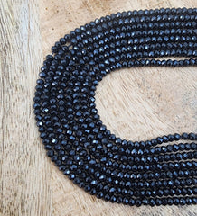 Exquisite AAA Black Spinel Faceted Rondelles Gemstone Strand: High Quality 3x2mm Faceted Rondelle Beads, 15.5 Inches in Length – PRP661#26