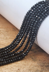 Exquisite AAA Black Spinel Faceted Rondelles Gemstone Strand: High Quality 3x2mm Faceted Rondelle Beads, 15.5 Inches in Length – PRP661#26