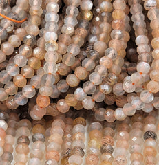 AAA Sunstone & Moonstone Gemstone Beads, Faceted Round Beads, Great Quality Bead, 3x2mm Full Length 15.5″ PRP661#19