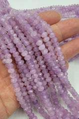 Natural Purple Jade Rondelle Faceted Beads, PRP680