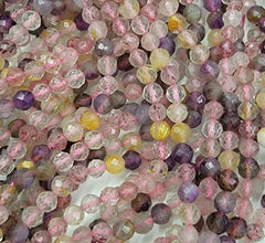 AAA Natural Super 7 Phantom Amethyst Cacoxenite 4mm Beads Faceted Double Hearted Star Cut 15.5″ Full Strand, PRP682