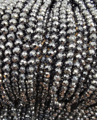 Faceted Black Tourmaline Gemstone Bead Rondelle Cut, Natural Gemstone Beads Grade AAA 15.5″ Full Strand, 4mm, PRP688