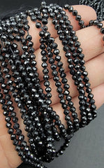 Faceted Black Tourmaline Gemstone Bead Rondelle Cut, Natural Gemstone Beads Grade AAA 15.5″ Full Strand, 4mm, PRP688
