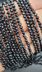 Faceted Black Tourmaline Gemstone Bead Rondelle Cut, Natural Gemstone Beads Grade AAA 15.5″ Full Strand, 4mm, PRP688