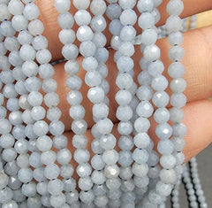 Blue Angelite Beads Grade AAA Gemstone Beads, Genuine Faceted Rondelle Beads, 15.5-Inch Full Strand 4mm, PRP689