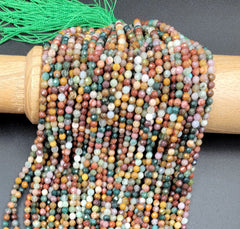 Natural Multi color Ocean Jasper Faceted Rondelle Grade AAA Gemstone Beads, High Quality Beads Full Strand 15.5″ 4mm, PRP691