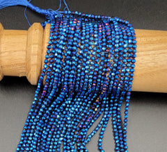 Faceted Blue Pyrite High Quality Grade AAA Gemstone Beads, Faceted Rondelle Beads 15.5″ Strand 3mm, PRP692