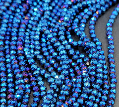 Faceted Blue Pyrite High Quality Grade AAA Gemstone Beads, Faceted Rondelle Beads 15.5″ Strand 3mm, PRP692