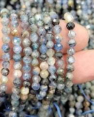 Faceted Kyanite Gemstone Beads Faceted Rondelle Grade AAA Genuine Natural Gemstone Loose Beads 15.5″ Full Strand 4mm PRP693