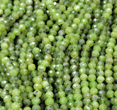 Natural Green Canadian Nephrite Jade Small Beads, Faceted Canadian Nephrite Jade Bracelet, Good Luck Necklace, 15.5″ Full Strand 4mm, PRP696