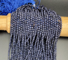 Blue Sand Stone Faceted Gemstone Beads, Grade AAA Round Loose Beads, High Quality Faceted Blue Sand Stone Gemstone, 15.5″ Strand 4mm PRP697