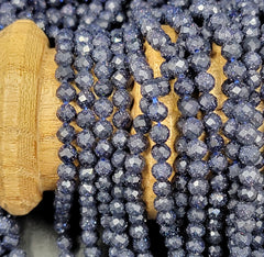 Blue Sand Stone Faceted Gemstone Beads, Grade AAA Round Loose Beads, High Quality Faceted Blue Sand Stone Gemstone, 15.5″ Strand 4mm PRP697