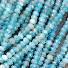 Apatite Faceted Rondelle Beads, 3x2mm Grade AAA High Quality Gemstone, Natural Apatite Faceted Beads 15.5″ Strand PRP698