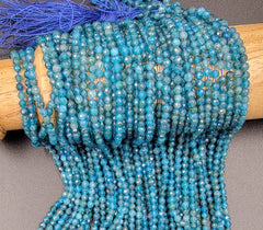 Grade AAA High Quality Apatite Faceted Rondelle Gemstone Beads, Natural Apatite Faceted Beads 15.5″ Strand 3.5mm, PRP701