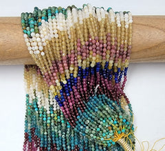 Turquoise Apatite Garnet Ruby Lapis Lazuli Opal Mother of Pearl Shell Faceted Loose Gemstone Bead Full Strand 15.5 inches 3mm, PRP708