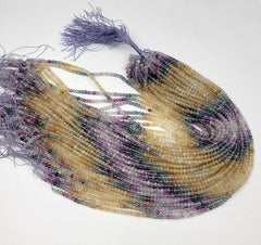 High Quality Multi Colored Flourite Faceted Round Beads, Genuine Flourite Faceted Gemstone, 15.5″ Full Strand PRP711