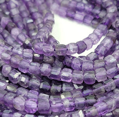 Natural Amethyst Beads 4x4mm Faceted Cube Loose Gemstone, Cube Beads for DIY Jewelry Making, Genuine Amethyst, 15.5″ Full Strand PRP718 #01