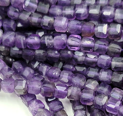 Natural Amethyst Beads 4x4mm Faceted Cube Loose Gemstone, Cube Beads for DIY Jewelry Making, Genuine Amethyst, 15.5″ Full Strand PRP718 #01