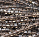 Faceted Natural Smoky Quartz 4x4mm Cube Beads Micro Laser Diamond Cut Real Genuine Natural Gemstone 15.5″ Full Strand PRP720