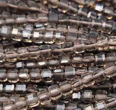 Faceted Natural Smoky Quartz 4x4mm Cube Beads Micro Laser Diamond Cut Real Genuine Natural Gemstone 15.5″ Full Strand PRP720