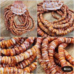 Orange Spiny Oyster Shell Bead Rondelle Shape, Gorgeous Natural Orange Color Spiny Oyster Shell Bead, High quality bead 8mm, PRP833A