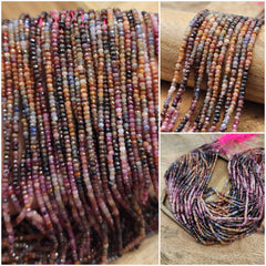 AAA Natural Ruby Sapphire Gemstone Bead, Faceted Round Bead, Beautiful Red Ruby Blue Sapphire Natural Gemstone Bead 3×2.5mm, PRP838