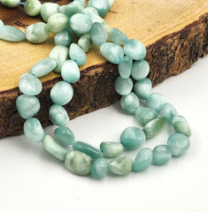 Natural Larimar Smooth Nuggets Shape Beads, Larimar Tumbled Beads, Larimar Smooth Nuggets Gemstone Beads Full Strand 15.5″, PRP846